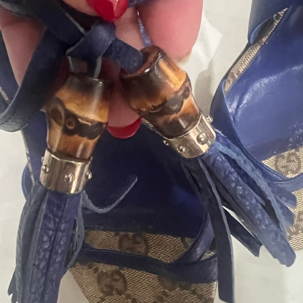 Gucci Blue Leather Strappy Heels - Picture 6 of 11